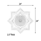 Médaillon de plafond en forme d'étoile à huit branches blanche et argentée, 61 cm (24 po)