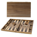 Jeu de backgammon GSE 21 Premium avec plateau en bois incrusté, jeu de backgammon portable et pliable avec pions - 53 cm (21 pouces)