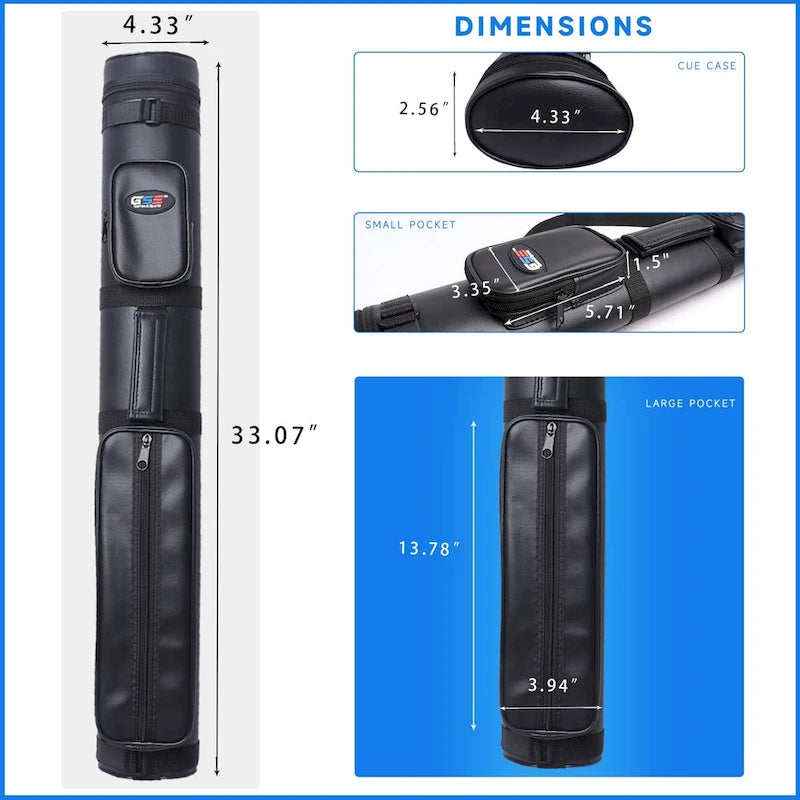 Étui de transport ovale rigide GSE 2x2 pour queues de billard, pouvant contenir 2 fûts/2 flèches (5 couleurs)