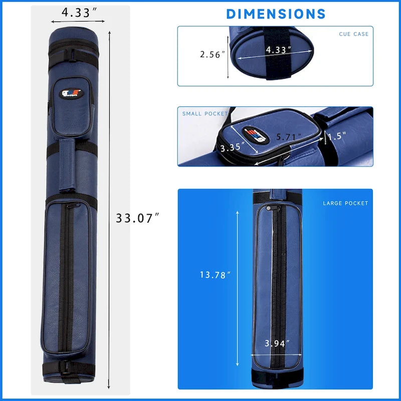 Étui de transport ovale rigide GSE 2x2 pour queues de billard, pouvant contenir 2 fûts/2 flèches (5 couleurs)
