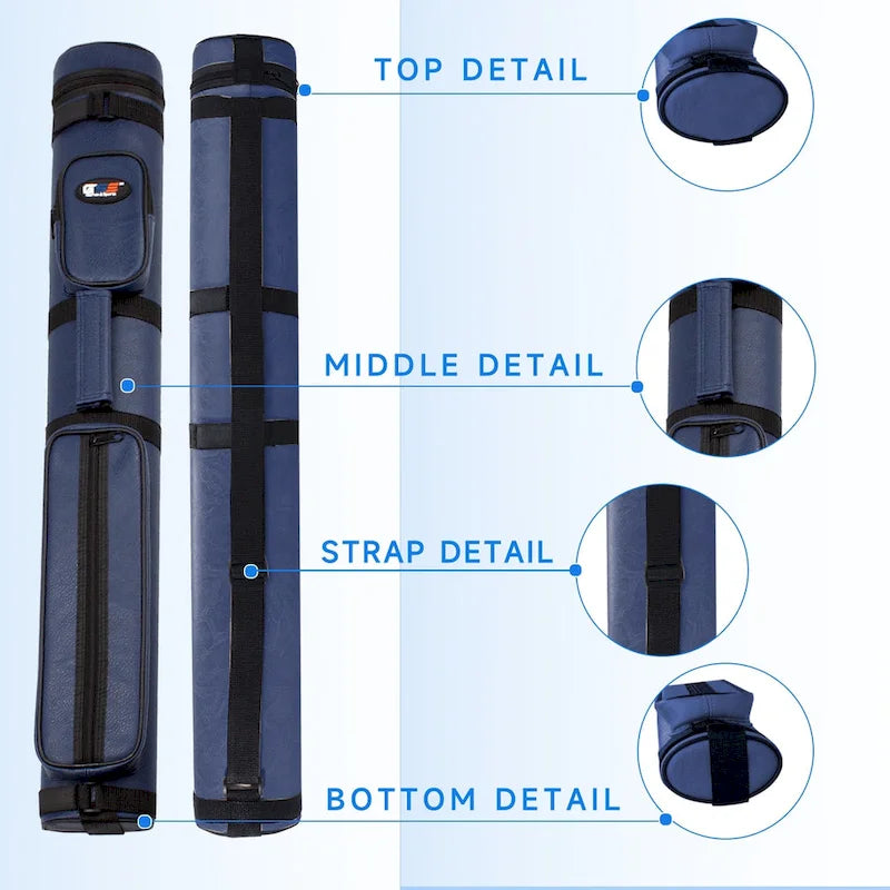 Étui de transport ovale rigide GSE 2x2 pour queues de billard, pouvant contenir 2 fûts/2 flèches (5 couleurs)