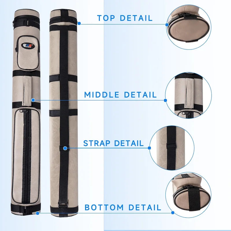 Étui de transport ovale rigide GSE 2x2 pour queues de billard, pouvant contenir 2 fûts/2 flèches (5 couleurs)