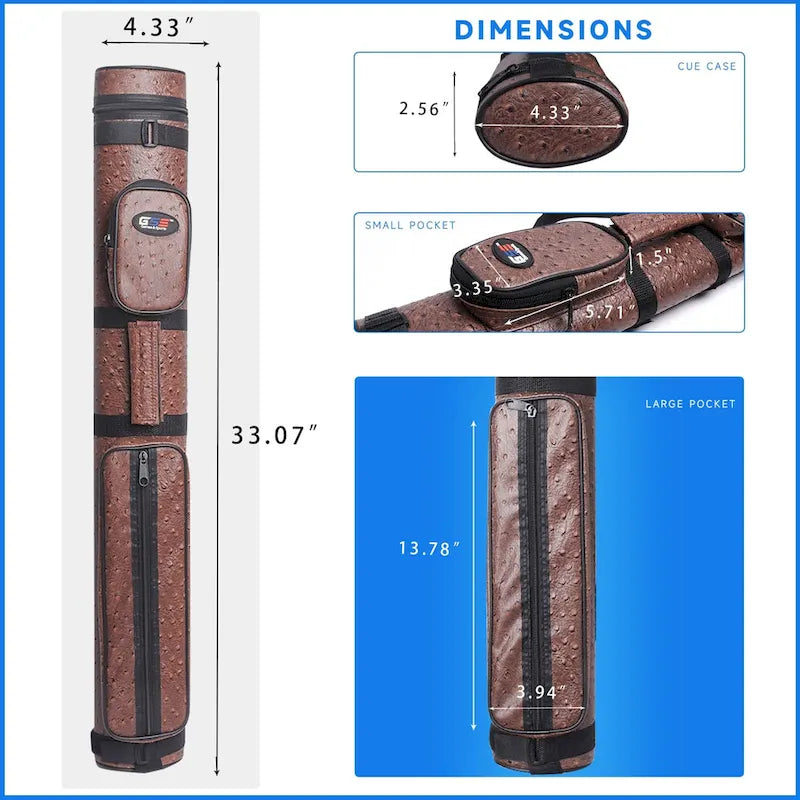 Étui de transport ovale rigide GSE 2x2 pour queues de billard, pouvant contenir 2 fûts/2 flèches (5 couleurs)
