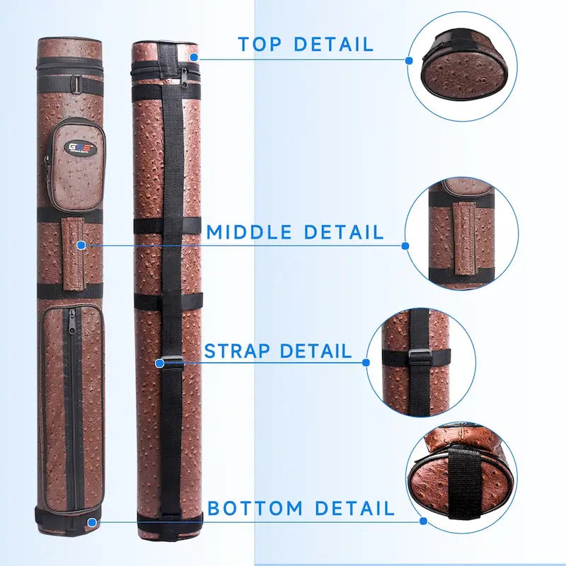 Étui de transport ovale rigide GSE 2x2 pour queues de billard, pouvant contenir 2 fûts/2 flèches (5 couleurs)
