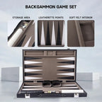 Jeu de backgammon GSE 22 en cuir premium, jeu de backgammon pliable et portable avec pions - Grand format