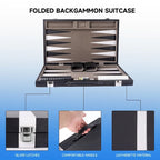 Jeu de backgammon GSE 22 en cuir premium, jeu de backgammon pliable et portable avec pions - Grand format