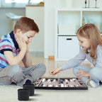 Jeu de backgammon GSE 22 en cuir premium, jeu de backgammon pliable et portable avec pions - Grand format