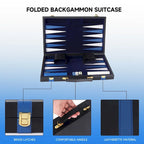 Jeu de backgammon GSE 22 en cuir premium, jeu de backgammon pliable et portable avec pions - Grand format