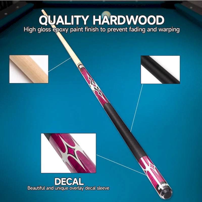 Ensemble de 6 queues de billard GSE en érable canadien. Ensemble de 2 queues de billard de 58 pouces (147 cm) pour usage domestique ou commercial.