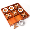 GSE 14  Giant Wooden Tic Tac Toe Game Set for Kids and Adults. Great for Office, Living Guest Room, Coffee Table Dcor Game