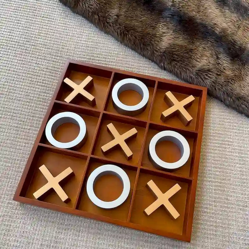 Jeu de morpion géant en bois GSE 14, idéal pour enfants et adultes. Parfait pour le bureau, le salon, la chambre d'amis ou comme décoration sur une table basse.