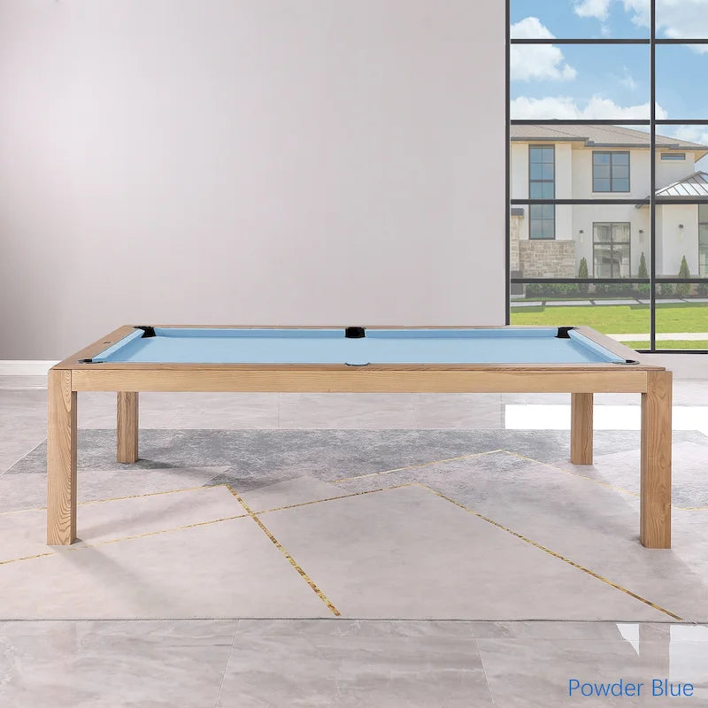 Table de billard Olivia 8 pieds en frêne vintage avec plateau de table et plateau en ardoise.