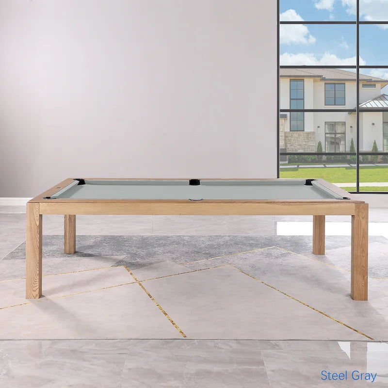 Table de billard Olivia 8 pieds en frêne vintage avec plateau de table et plateau en ardoise.