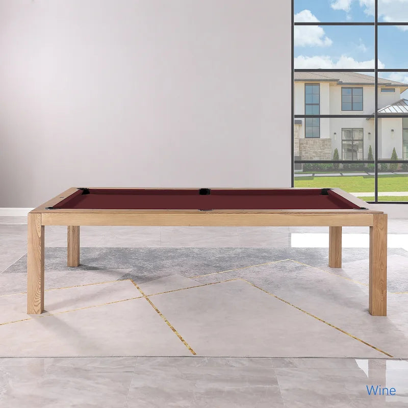 Table de billard Olivia 8 pieds en frêne vintage avec plateau de table et plateau en ardoise.