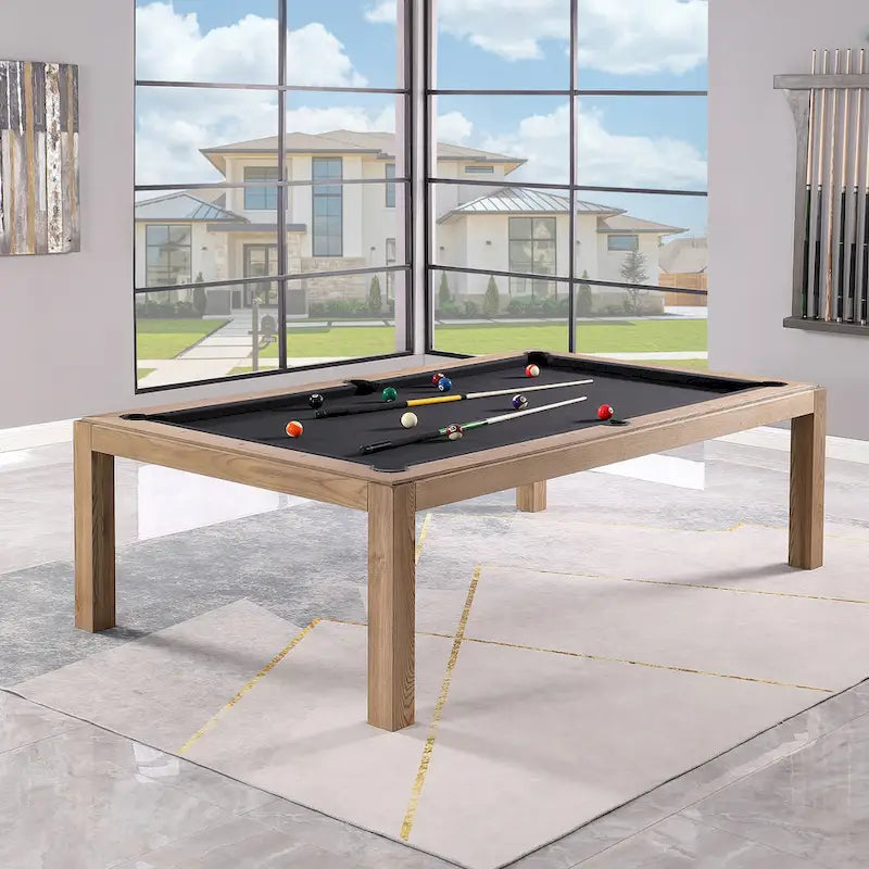 Table de billard Olivia 8 pieds en frêne vintage avec plateau de table et plateau en ardoise.