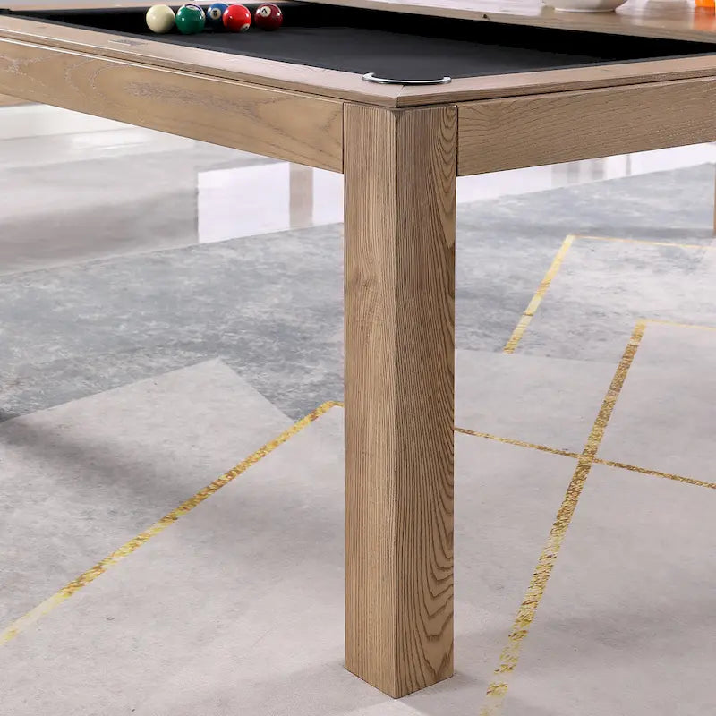 Table de billard Olivia 8 pieds en frêne vintage avec plateau de table et plateau en ardoise.