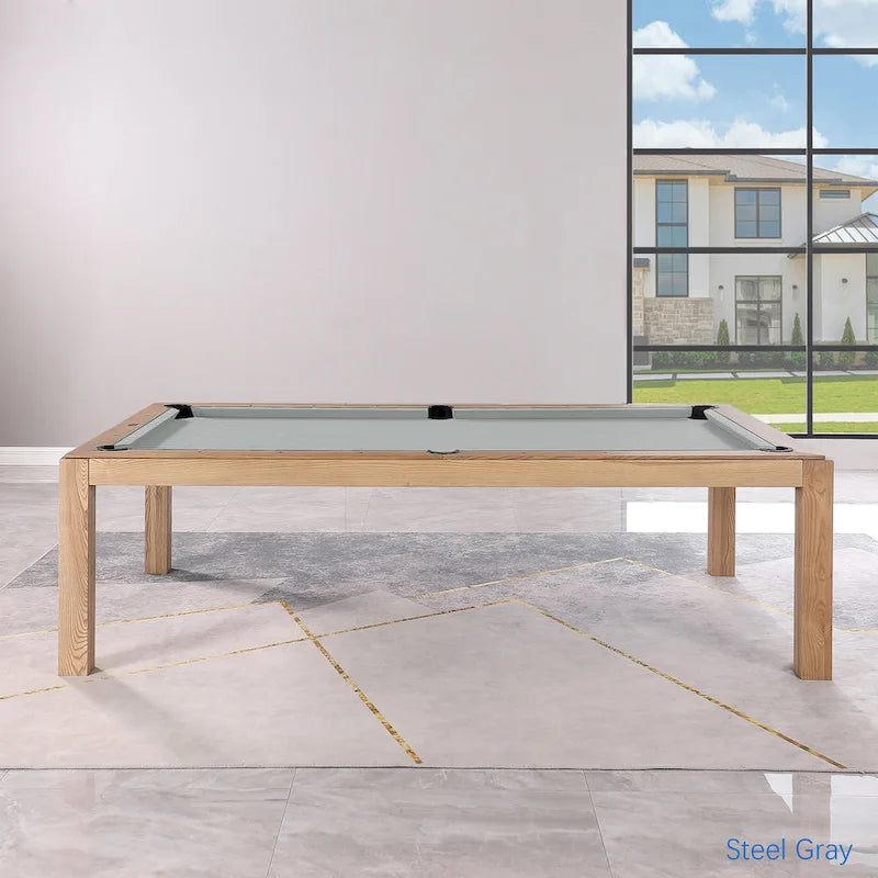 Table de billard Olivia 8 pieds en frêne vintage avec plateau de table et plateau en ardoise.