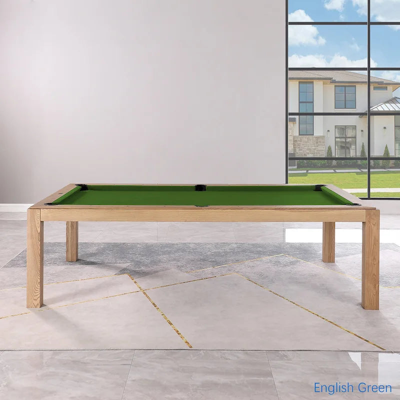 Table de billard Olivia 8 pieds en frêne vintage avec plateau de table et plateau en ardoise.