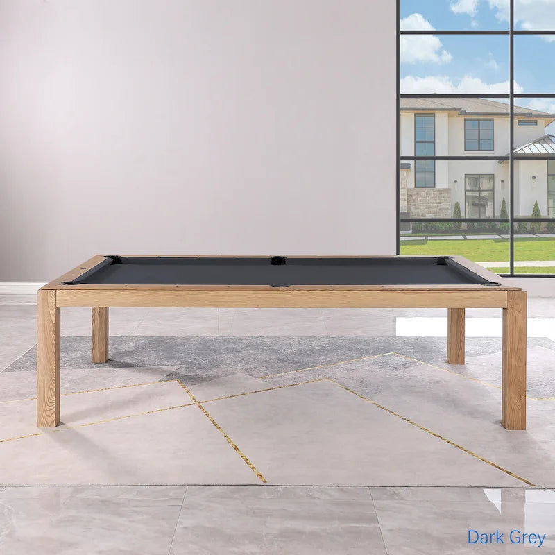 Table de billard Olivia 8 pieds en frêne vintage avec plateau de table et plateau en ardoise.