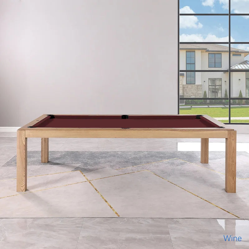 Table de billard Olivia 8 pieds en frêne vintage avec plateau de table et plateau en ardoise.