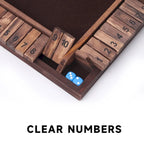 Jeu de dés en bois GSE pour 4 joueurs (10 numéros) : Fermez la boîte ! Idéal pour les soirées jeux en famille, les jeux de table et les jeux de bar.