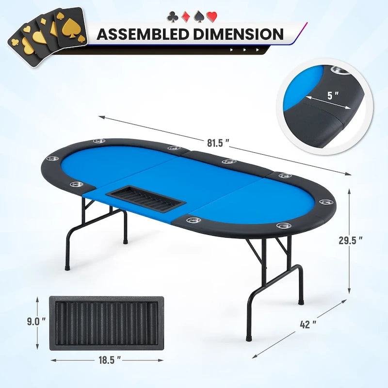 Jeu de poker à 9 joueurs avec AVAWING - Table de poker de casino et loisirs