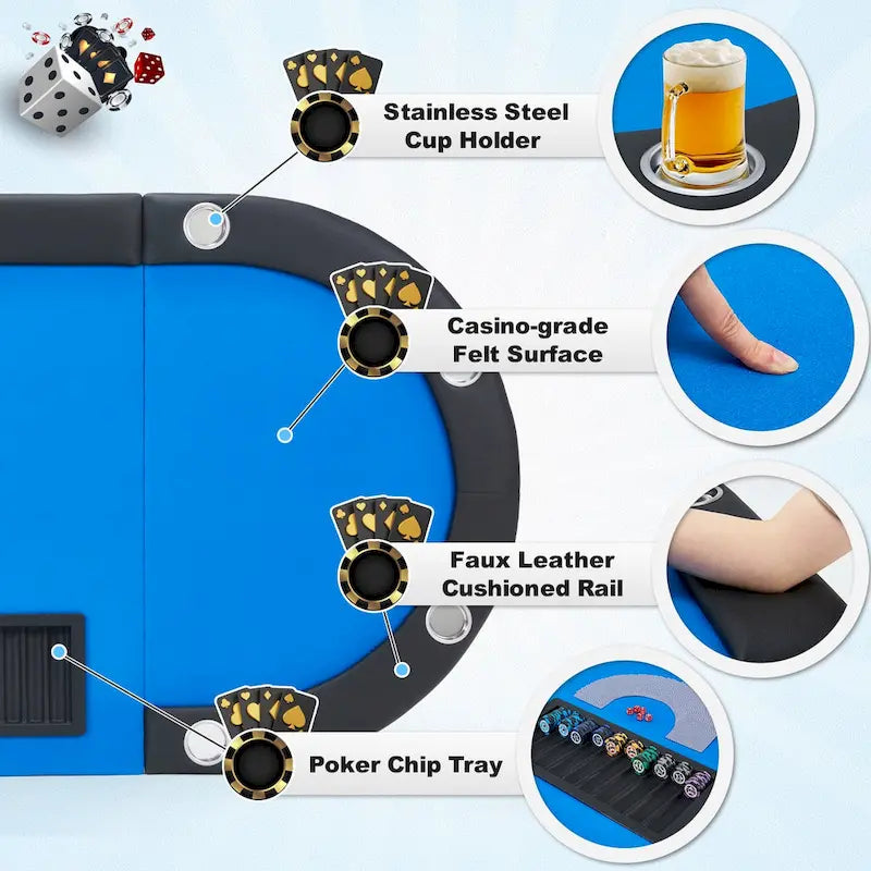 Jeu de poker à 9 joueurs avec AVAWING - Table de poker de casino et loisirs