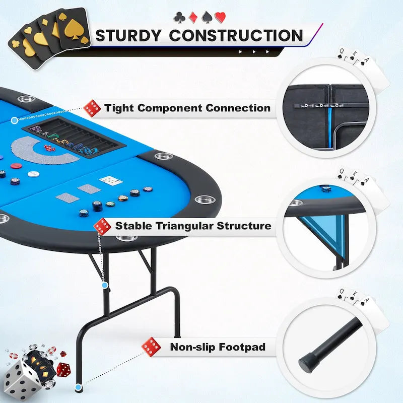 Jeu de poker à 9 joueurs avec AVAWING - Table de poker de casino et loisirs