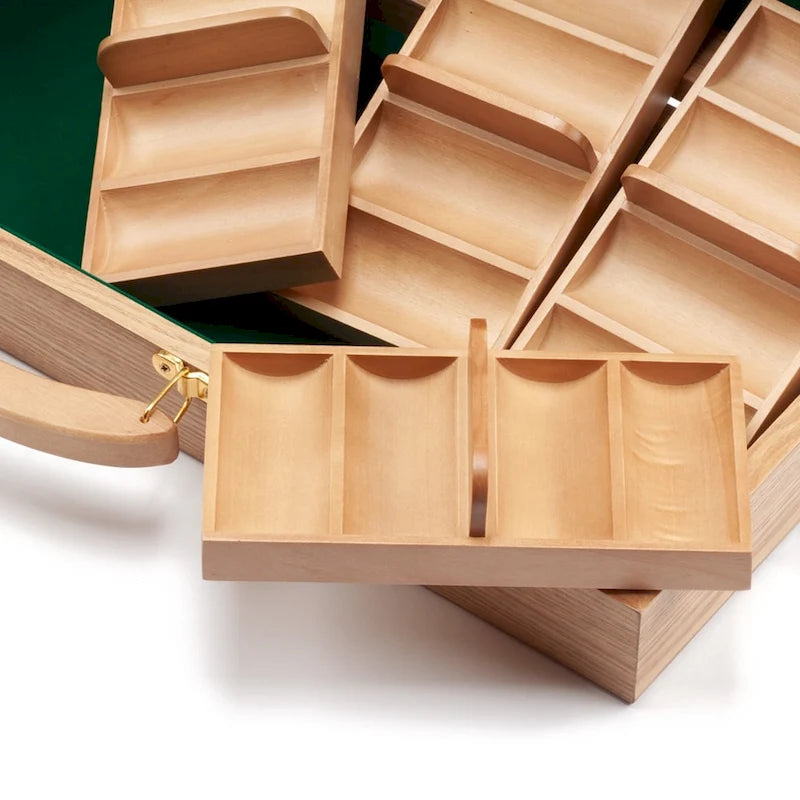 Coffret de luxe en bois pour jetons de poker de casino GSE (500 pièces) avec 5 plateaux à jetons en bois