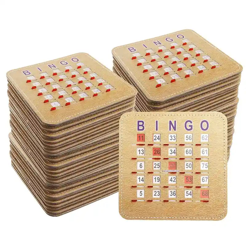 Cartes de bingo GSE à obturateur avec curseur de réinitialisation rapide. Cartes de bingo réutilisables à réinitialisation par glissement du bout des doigts.