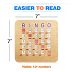 Cartes de bingo GSE à obturateur avec curseur de réinitialisation rapide. Cartes de bingo réutilisables à réinitialisation par glissement du bout des doigts.