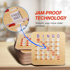 Cartes de bingo GSE à obturateur avec curseur de réinitialisation rapide. Cartes de bingo réutilisables à réinitialisation par glissement du bout des doigts.