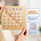 Cartes de bingo GSE à obturateur avec curseur de réinitialisation rapide. Cartes de bingo réutilisables à réinitialisation par glissement du bout des doigts.