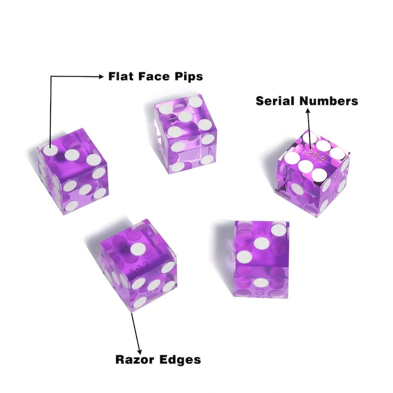 Ensemble de 5 dés de casino GSE AAA Grade 19 mm avec numéros de série correspondants pour jeux de rôle, empilage de dés et Yahtzee.