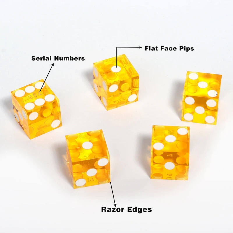 Ensemble de 5 dés de casino GSE AAA Grade 19 mm avec numéros de série correspondants pour jeux de rôle, empilage de dés et Yahtzee.