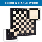 Échiquier GSE 19 x 19 en bois incrusté, échiquier professionnel Staunton pour tournois avec 2 cases