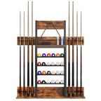 Moasis 8-Cue Wall Mounting Billiard Rack with 24-Ball Storage Rack