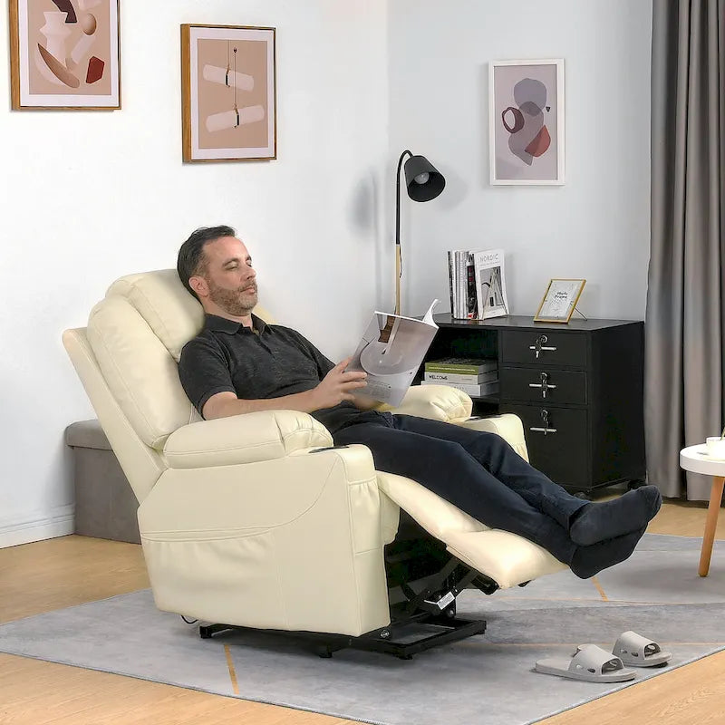 Fauteuil de salon inclinable massant Moasis PU, fauteuil releveur électrique