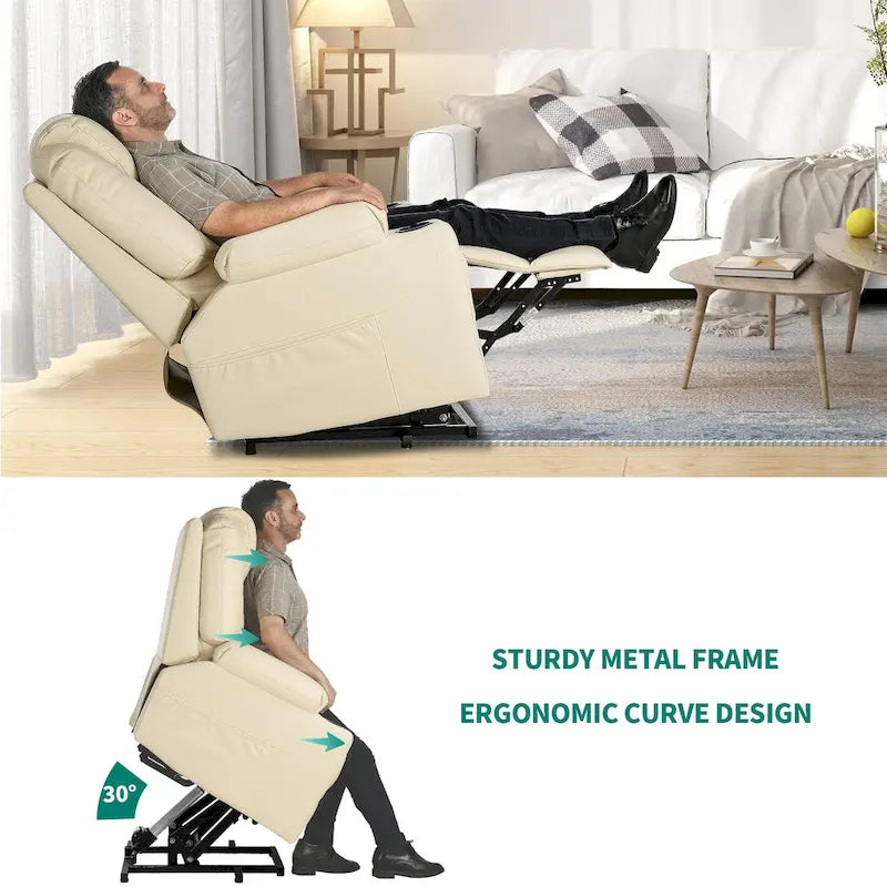 Fauteuil de salon inclinable massant Moasis PU, fauteuil releveur électrique