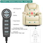 Fauteuil de salon inclinable massant Moasis PU, fauteuil releveur électrique
