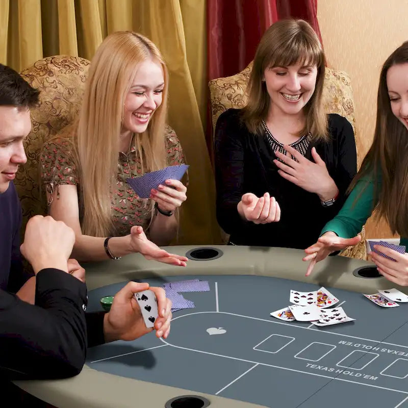 Soozier Poker Table Foldable, 70  Oval Blackjack Casino Texas Holdem Poker Game Table for 10 Players