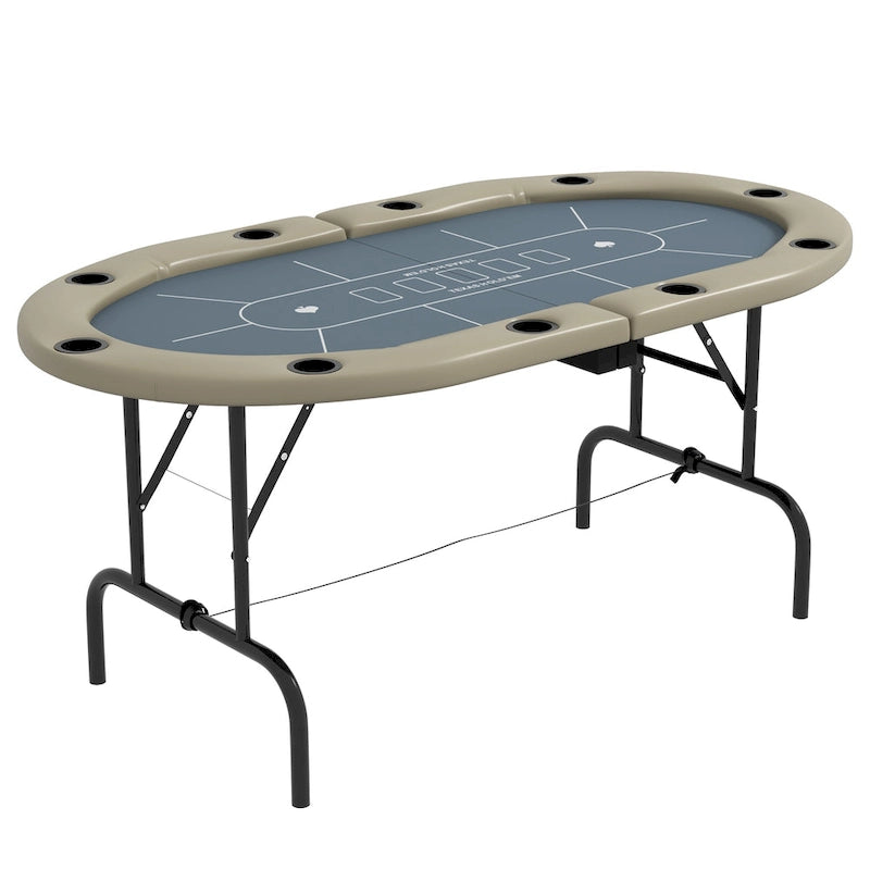Table de poker pliable Soozier, table de jeu ovale de 70 pouces pour 10 joueurs (Blackjack, Texas Holdem)