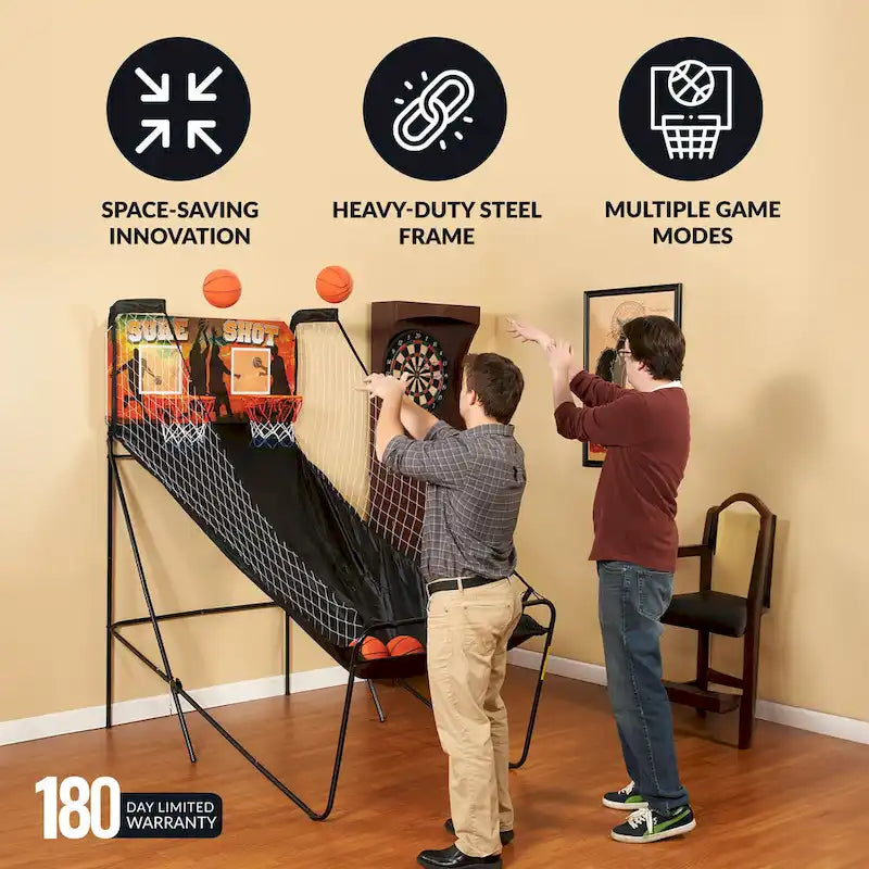 Jeu d'arcade de basketball double Hathaway Sure Shot 81 pouces avec affichage LED du score
