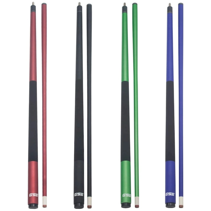 GSE Set of 4 Matte Fiberglass Graphite Composite Billiard Pool Cue Sticks. 58  2-Piece Pool Cue Set for House or Commercial Use