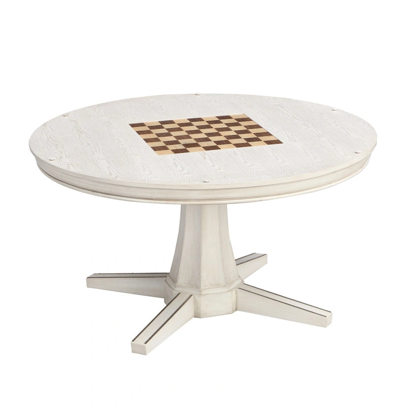 Table de jeu ronde traditionnelle Nami en bois blanc antique de 54 pouces par Furniture of America