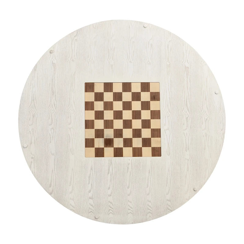 Table de jeu ronde traditionnelle Nami en bois blanc antique de 54 pouces par Furniture of America