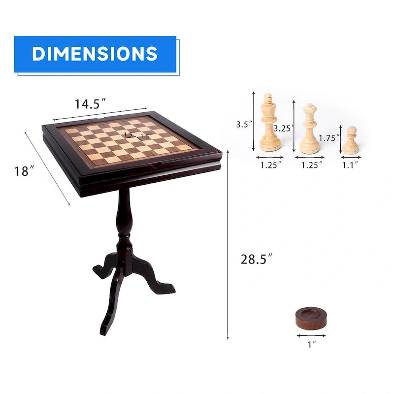 Table de jeu 3 en 1 en bois GSE (échecs, dames et backgammon), ensemble de jeu combiné backgammon, échecs et dames