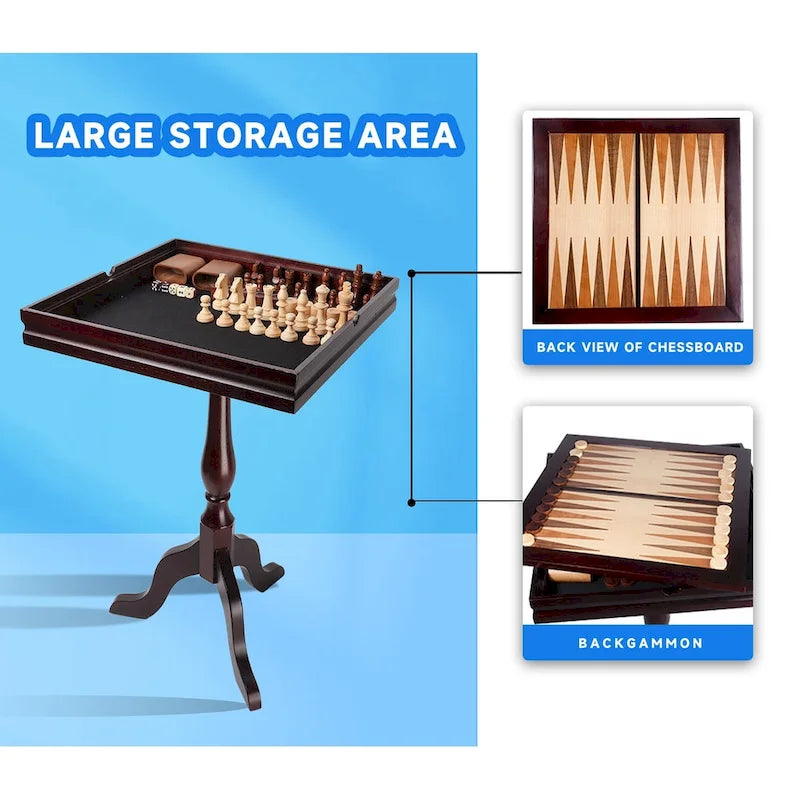 Table de jeu 3 en 1 en bois GSE (échecs, dames et backgammon), ensemble de jeu combiné backgammon, échecs et dames