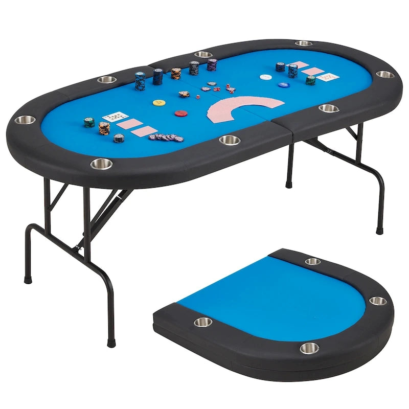 Table de poker pliable AVAWING pour 8 joueurs avec porte-gobelet