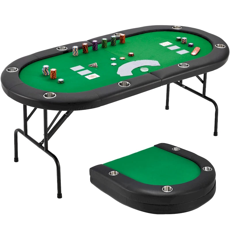 Table de poker pliable AVAWING pour 8 joueurs avec porte-gobelet